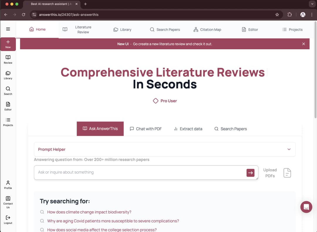 AnswerThis Research Assistant Interface